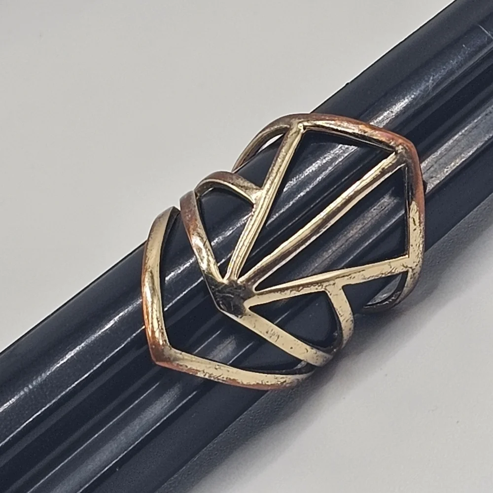 Geometric Open Cuff Ring (Size 8, Adjustable)